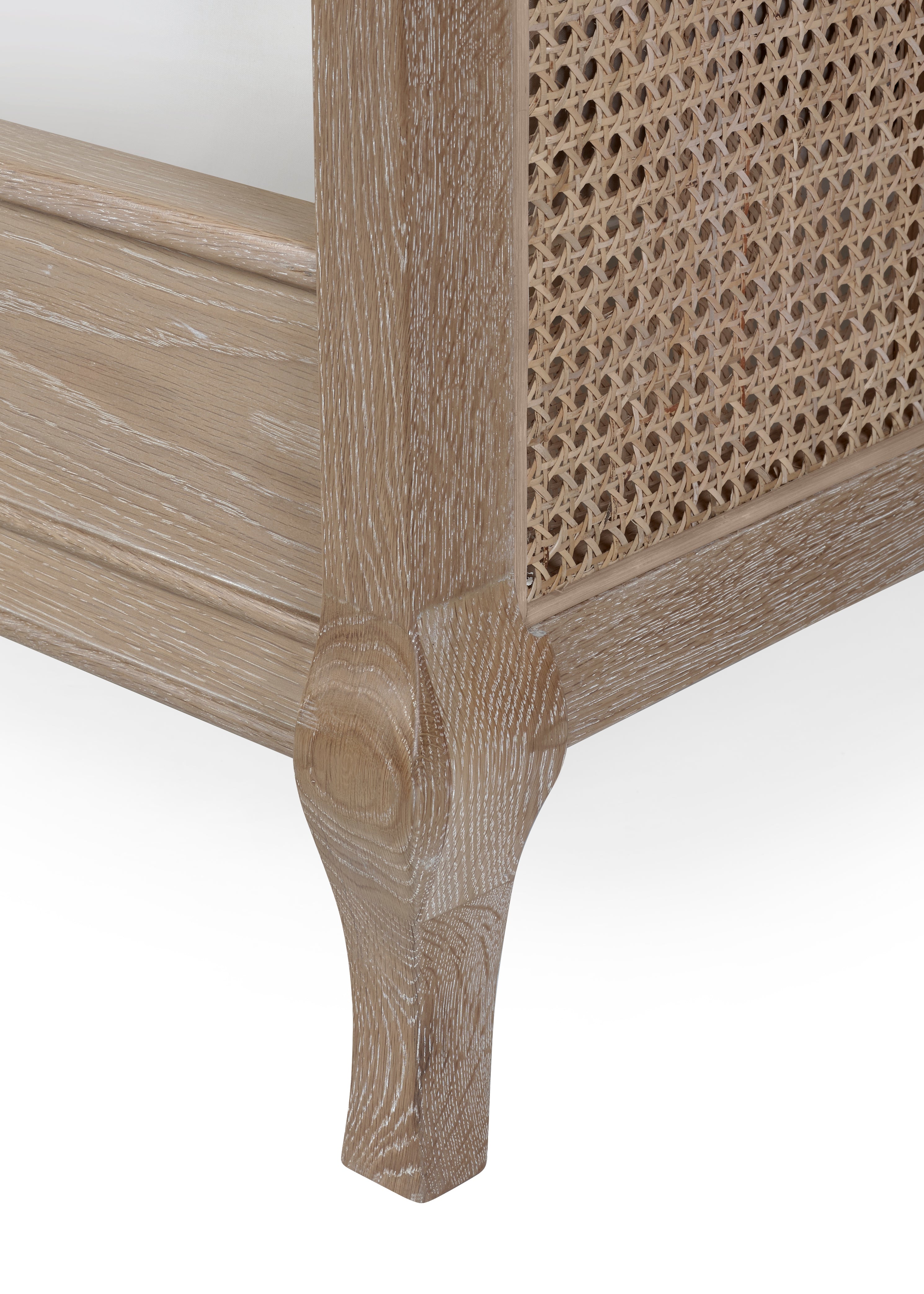 Ascot Light Oak Wood & Rattan Double Bed